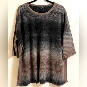 Paparazzi Cozy Tan, Gray Variegated Tunic Sweater elbow to 3/4 sleeves One Size